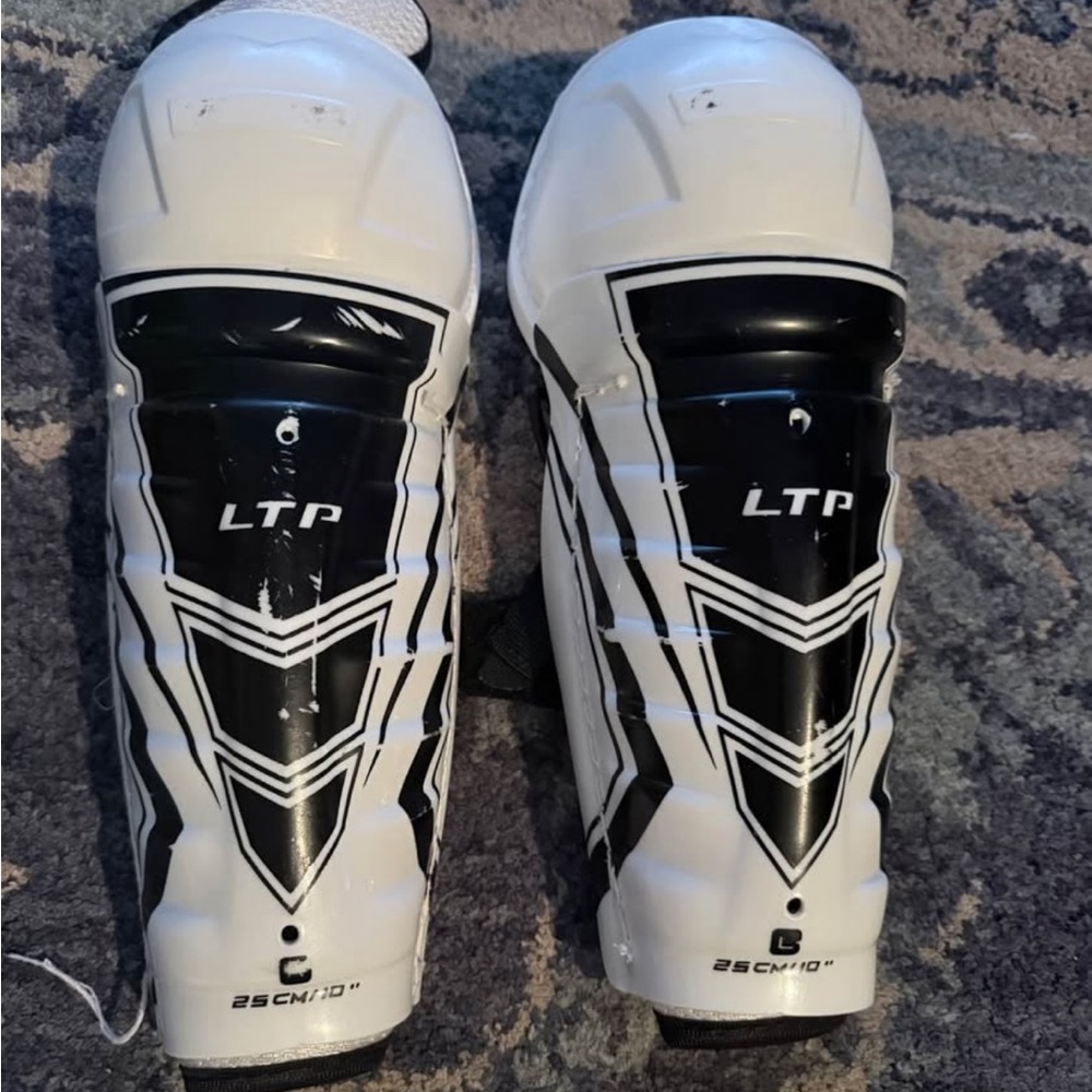 LTP White and Black Hockey Shin Guards